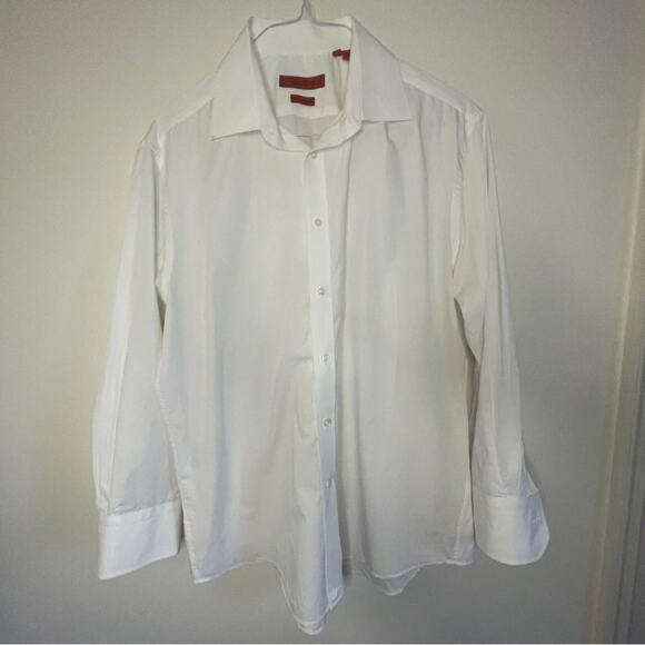 Mantoni Mens Classic White Button Up Dress Shirt Size 17 - 32/33 - Picture 1 of 6